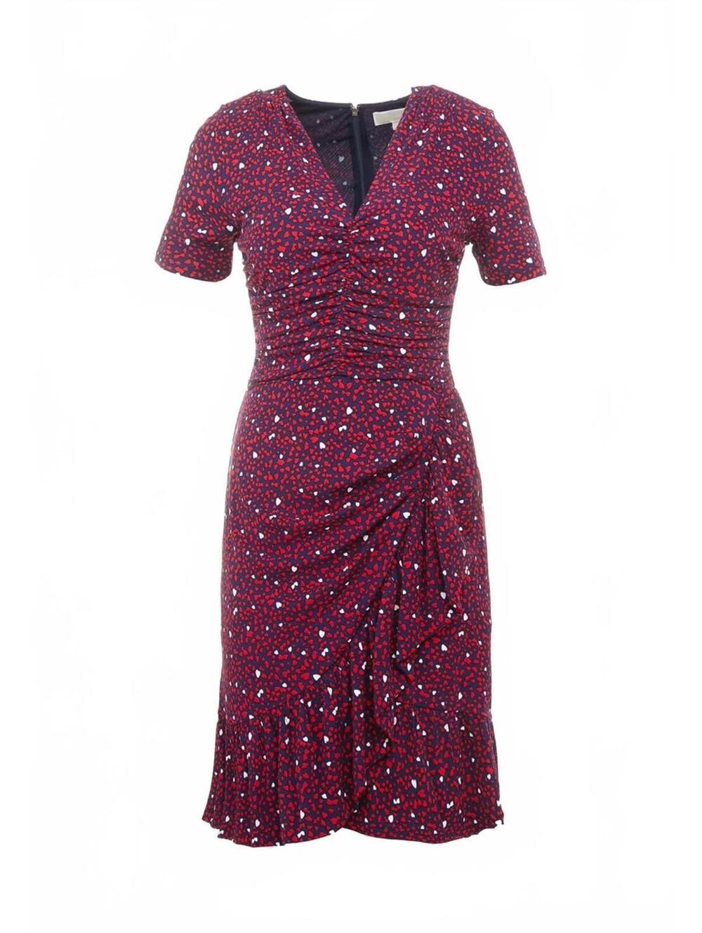 MICHAEL Michael Kors Heart Print Ruched Mini Dress Medium